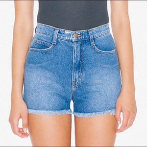American Apparel Denim Fringe Fray Raw Hem Shorts